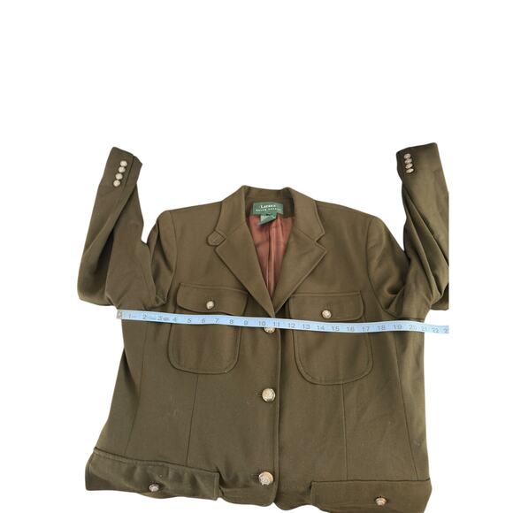 Lauren Ralph Lauren Green Wool Blend Preppy Academia Equestrian Blazer Size 12 - Picture 12 of 14